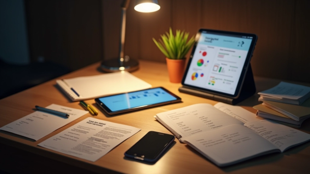 Různé zařízení — telefon, tablet, laptop — zobrazující korejské aplikace a učební materiály