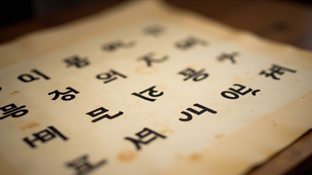 Historický rukopis s korejskými znaky hangul psanými štětcem na papíru